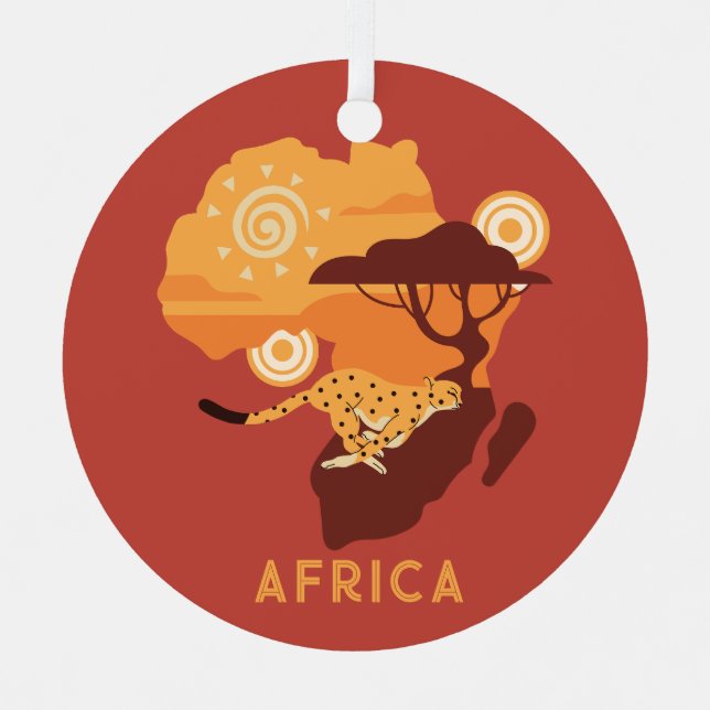 Custom Text Africa Metal Ornament (Front)