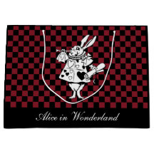 Custom Text Alice in Wonderland White Rabbit Check