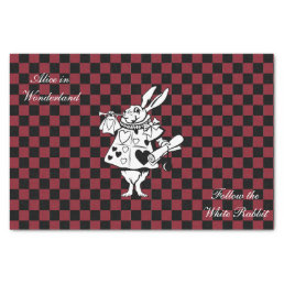Custom Text Alice in Wonderland White Rabbit Check Tissue Paper