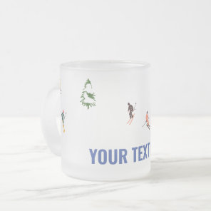 Custom Text Alpine Skiers Skiing Skier Ski Frosted Glass Coffee Mug