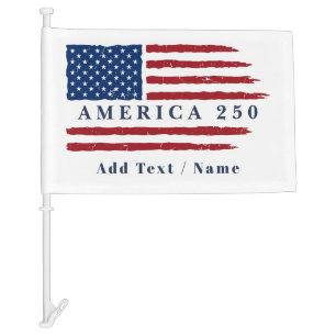 Custom Text America 250 Patriotic Car Flag