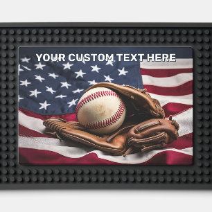 Custom Text American Baseball Bar Mat