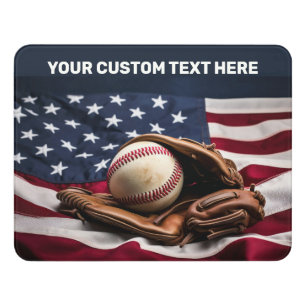 Custom Text American Baseball Door Sign