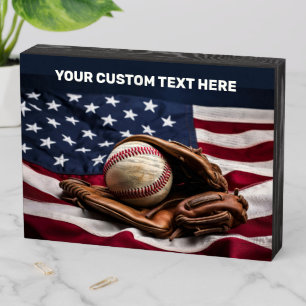 Custom Text American Baseball Wooden Box Sign