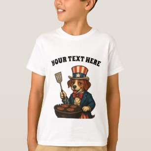 Custom Text American BBQ Pup Grilling T-Shirt