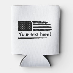 Custom Text American Flag Can Cooler