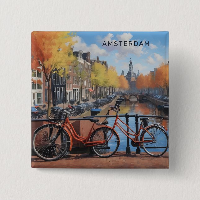 Custom Text Amsterdam Button (Front)