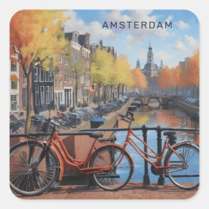 Custom Text Amsterdam Square Sticker