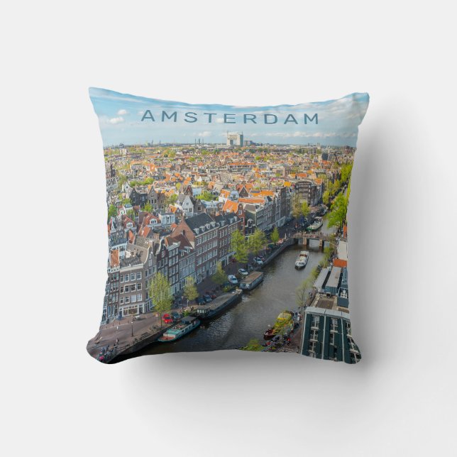 Custom Text Amsterdam Throw Pillow (Front)