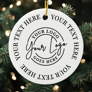Custom Text And Business Logo Ceramic Ornament