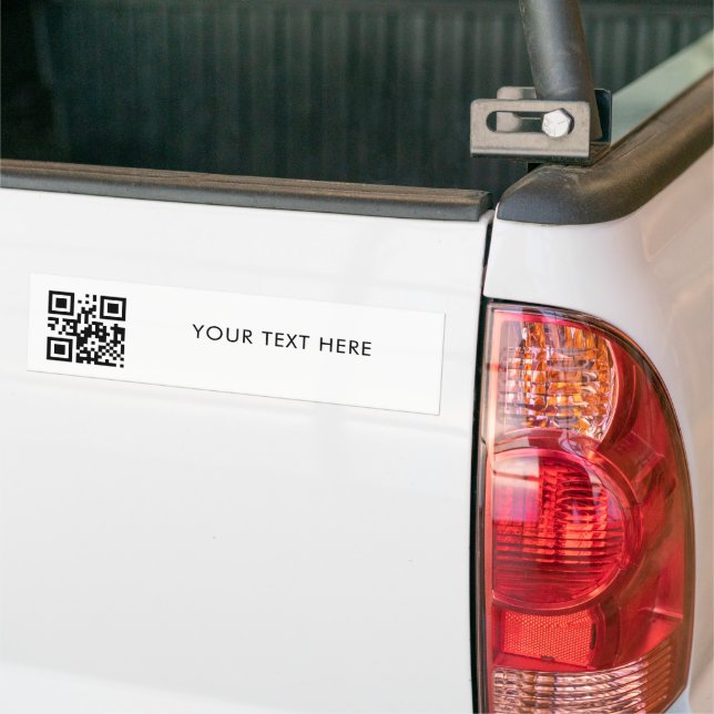 Custom Text and Business QR Code Promotional White Bumper Sticker (On Truck)