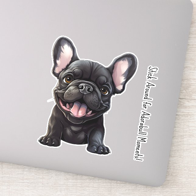 Custom text and color, 🐶Frenchie puppy Sticker (Detail)