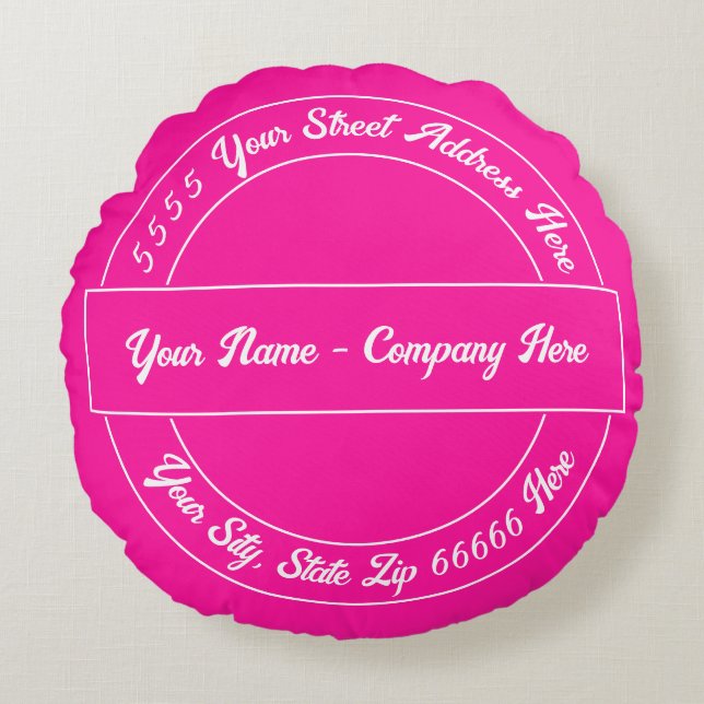 Custom Text and Colors Pink Round Pillow Template (Front)