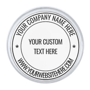 Custom Text and Colors Promotional Business Stamp Silver Finish Lapel Pin