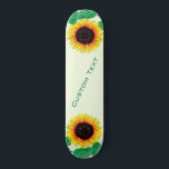 Custom Text and Colors Skateboard with Sunflowers<br><div class="desc">Art Sunflowers - Add Your Text / Name / Year / Number / Logo / More  - Choose / add your favorite background and colors !</div>