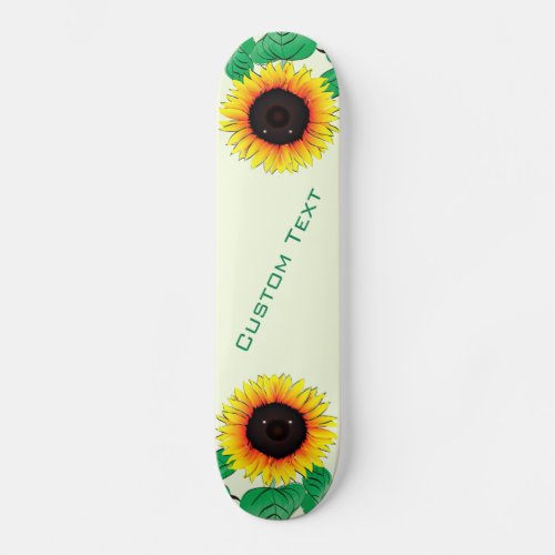 Custom Text and Colors Skateboard with Sunflowers
