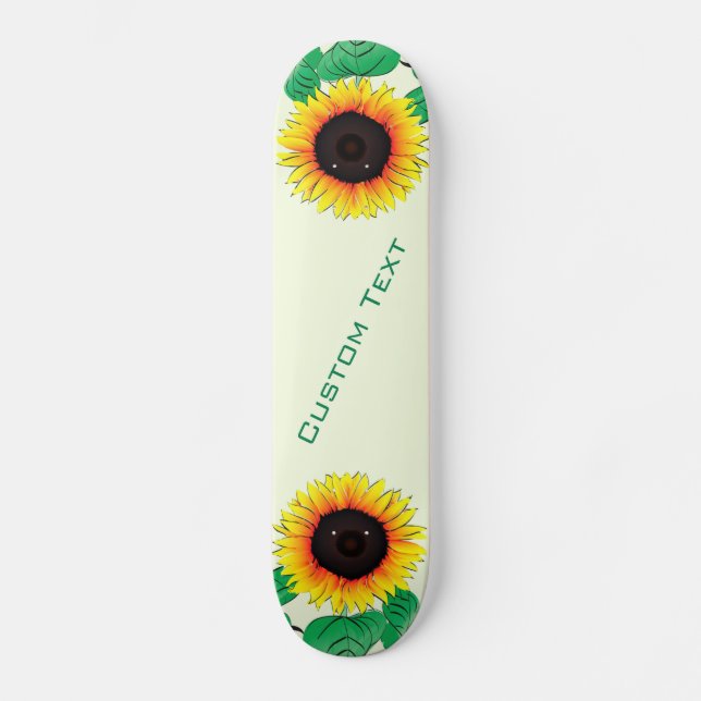 Custom Text and Colors Skateboard with Sunflowers (Front)