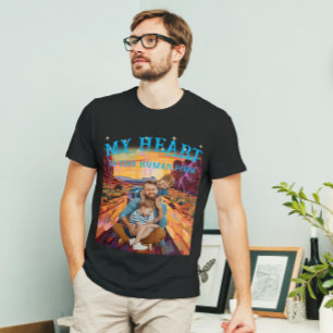 Custom Text And Face Portrait Photo Vintage Style T-Shirt