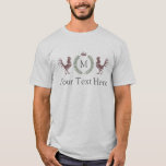 Custom Text And Initial Rooster Design T-shirt at Zazzle
