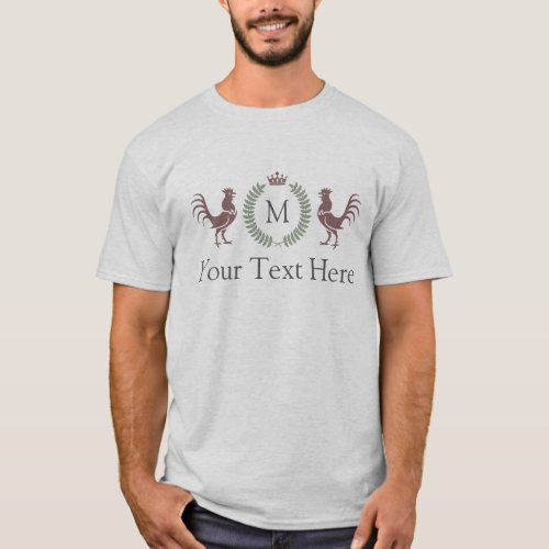 Custom Text and Initial Rooster Design T_Shirt