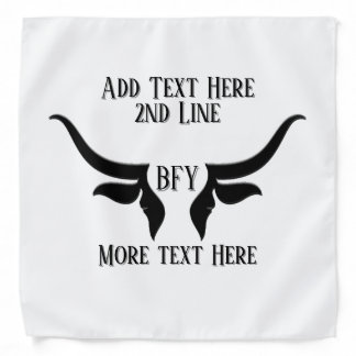 Custom Text and Monogram Bulls Horn Bandana