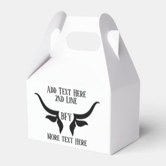 Custom Text and Monogram Bulls Horn Favor Boxes