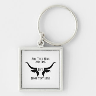 Custom Text and Monogram Bulls Horn Keychain