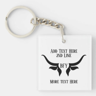Custom Text and Monogram Bulls Horn Keychain