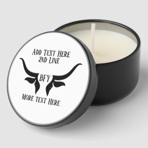Custom Text and Monogram Bulls Horn Mini Candle Favors