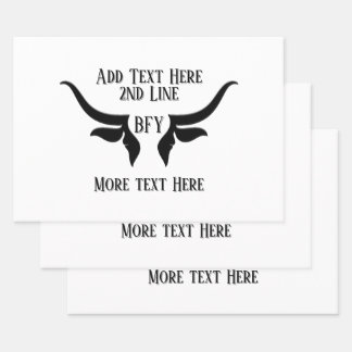 Custom Text and Monogram Bulls Horn Wrapping Paper Sheets