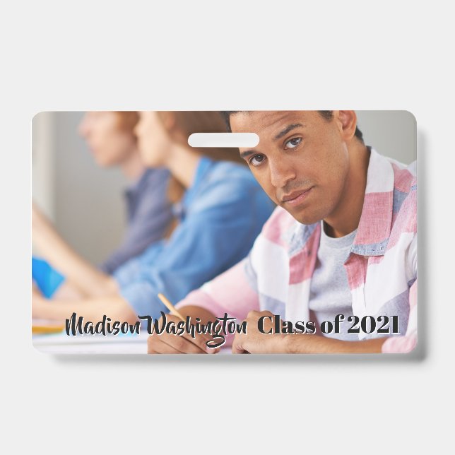 Custom text and photo badge (Front)