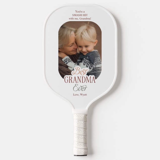 Custom Text and Photo Best Grandma Ever Pickleball Paddle (Front)