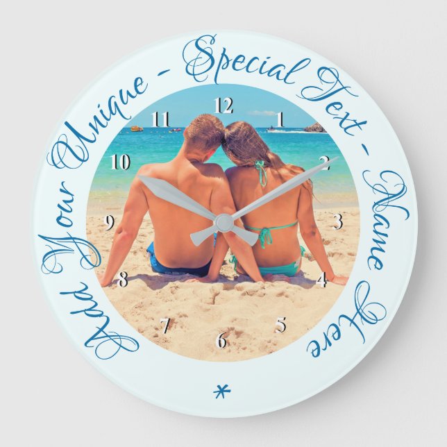 Custom Text and Photo Clock Gift Your Own Desing (Front)
