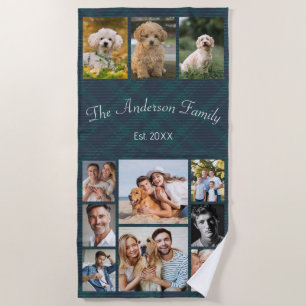Custom Text and Photo Collage Beach Towel
