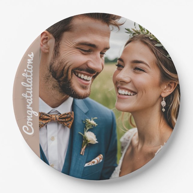 custom text and photo personalized party photo paper plates (Front)