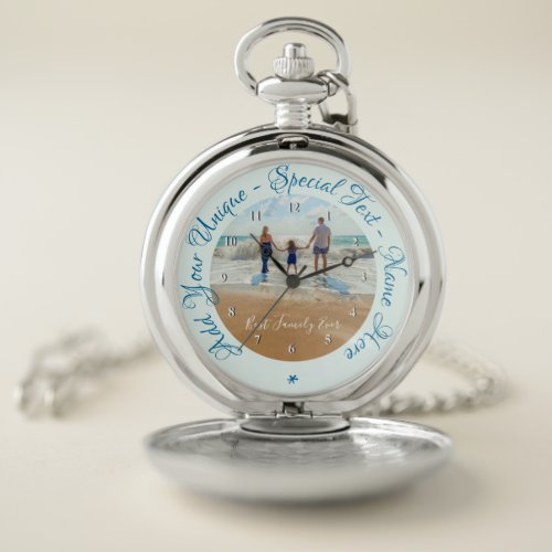 Custom Text and Photo Super Family Your Own Desing Pocket Watch