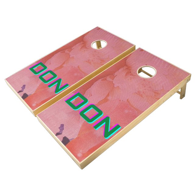 Custom Text And Pink Design  Cornhole Set (Angled)