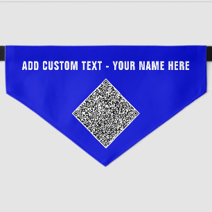 Custom Text and QR Code Pet Bandana Collar Example