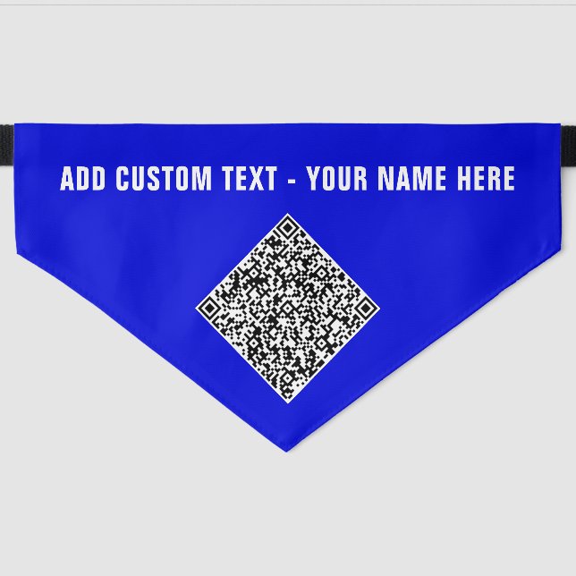 Custom Text and QR Code Pet Bandana Collar Example (Front)