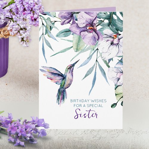 Custom Text Any Occasion Hummingbird Floral Card