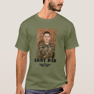 Custom Text Army Dad with Photo T-Shirt