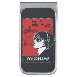 Custom Text Art Deco Music money clip
