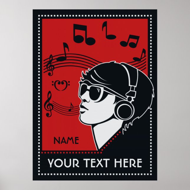 Custom Text Art Deco Music Poster (Front)