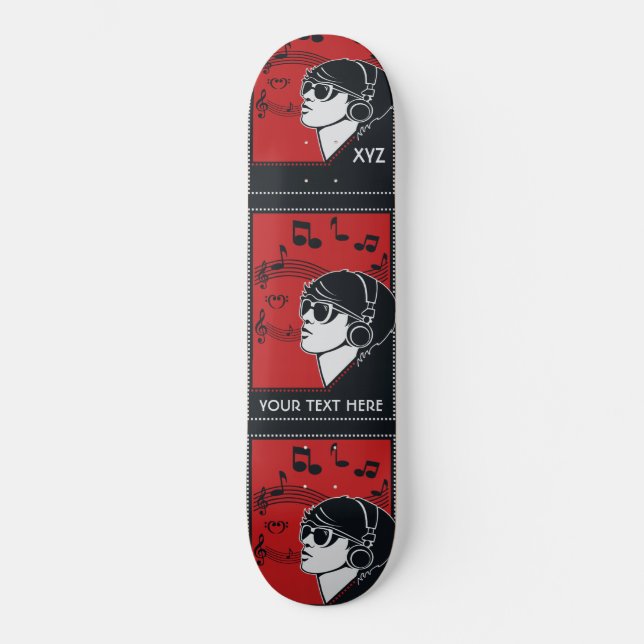 Custom Text Art Deco Music skateboards (Front)