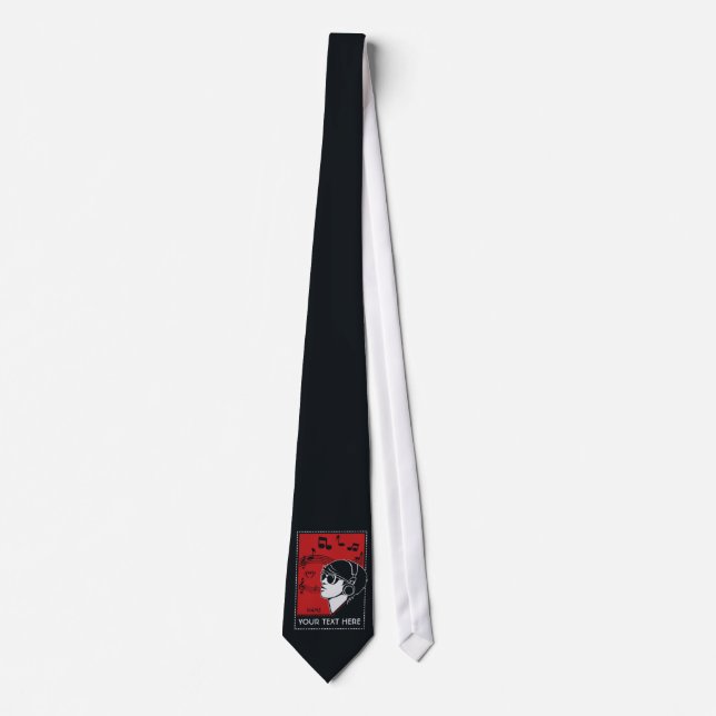 Custom Text Art Deco Music tie (Front)