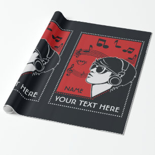 Custom Text Art Deco Music wrapping paper