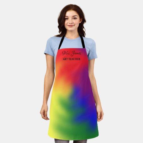 Custom Text Art Teacher Add Name Colorful Apron