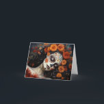 Custom text 💀 Artful La Calavera Catrina Card<br><div class="desc">🌼 Introducing a Surreal Día de Muertos Greeting Card: La Calavera Catrina in G.K. -Inspired Elegance! 🌼 🌟 Embark on a journey through time and artistry with our captivating postcard that seamlessly blends the iconic La Calavera Catrina with the enchanting style of famous painter G.K. Against a deep black canvas,...</div>