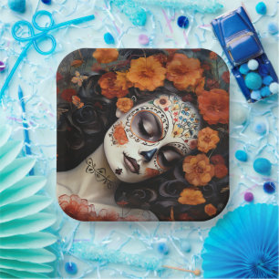 Custom text 💀 Artful La Calavera Catrina Paper Plates
