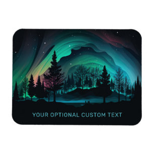 Custom Text Aurora Borealis Illustration Magnet